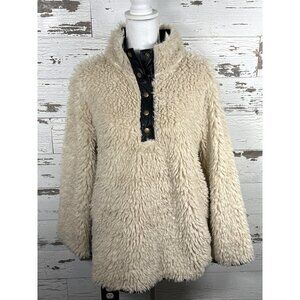 DYLAN by TRYE GRIT Pebble Pile Stadium Pullover Cream Size M EUC